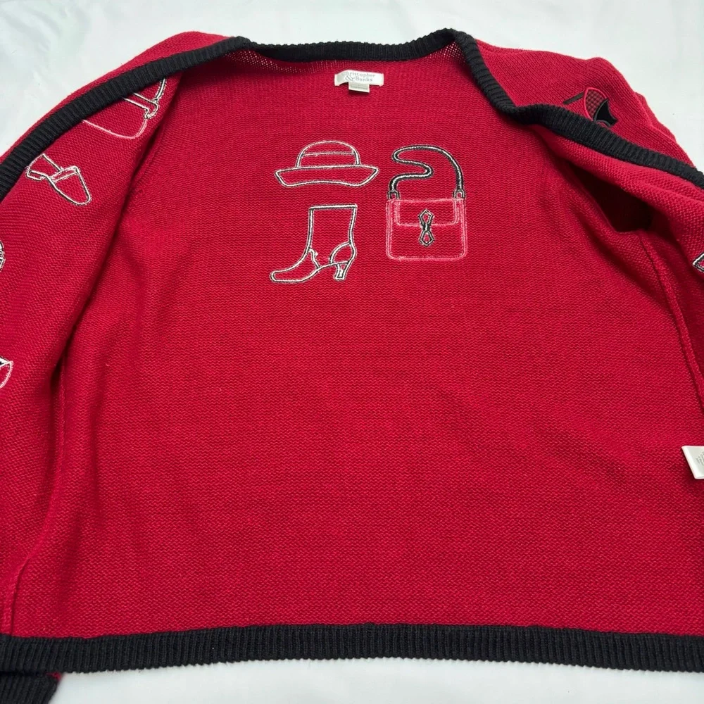 Christopher Banks vintage Knit Red Sweater with Purse Shoe Accents
